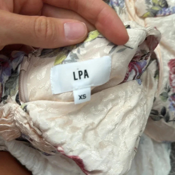 LPA Azra Mini Dress Puff Sleeve Ariel Pink Print Size XS - Picture 4 of 4